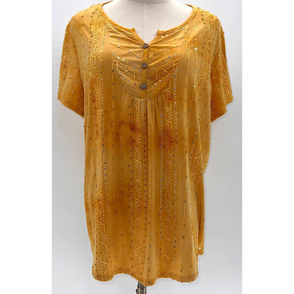 Sami & Jo Beaded, Tie Dyed, Henley Shirt- XL - Picture 1 of 13